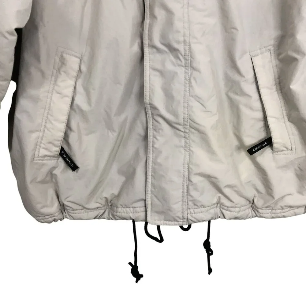 Vintage ONeill Jacket Insulated Windbreaker Black Collar Light Gray Men Size XL